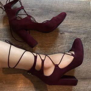 Plum Lace Up Heels